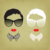 Set Of Two Portraits Of Hipsters, Two Women