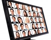 pic of meeting  - Portraits of smiling people on a computer monitor - JPG 
