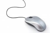 picture of mouse  - gray computer mouse with cable on white background - JPG 