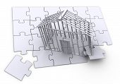 image of construction  - 3d rendered image of a jigsaw puzzle of a construction in progress - JPG 